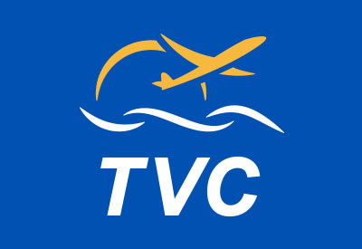 TVC Airport logo graphic with plane and waves