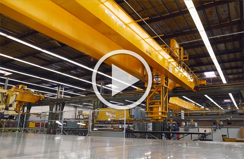 factory interior large crane to move machines