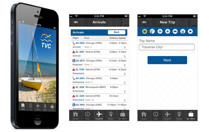 TVC app screens on mobile phone